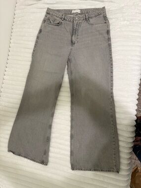 Zara Light Gray Wide-Leg Jeans